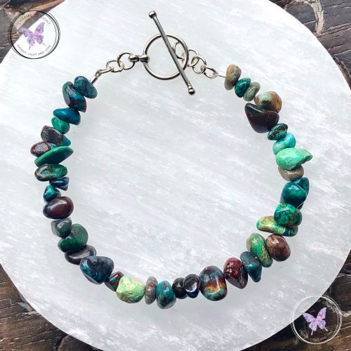 Chrysocolla Chip Bracelet With Silver Toggle Clasp